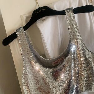 Silver Sequin Two-Piece Couture set